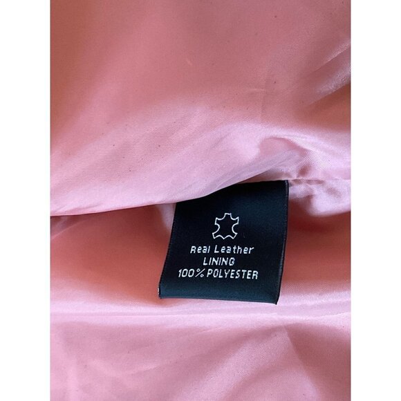 Genuine leather button up pink jacket with belt women size Small - Picture 9 of 13